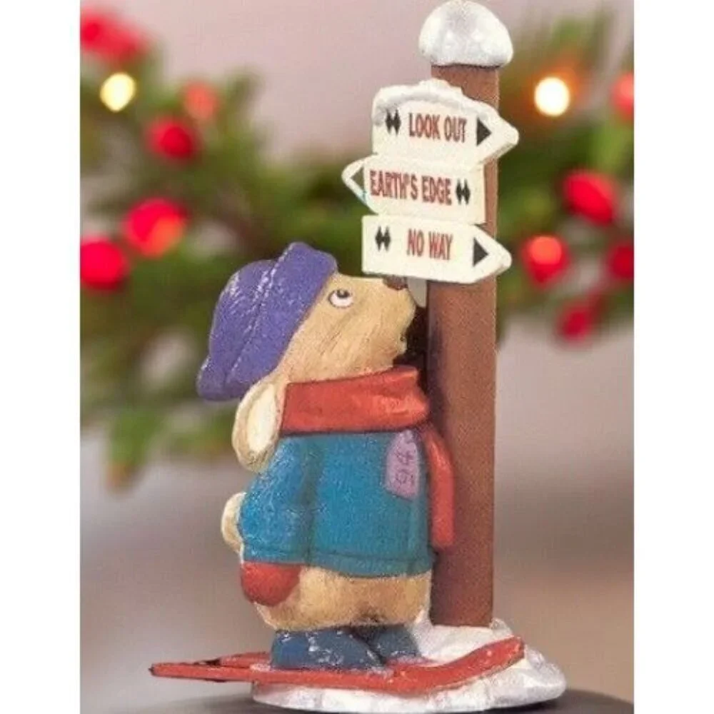 Vintage Hallmark 1994 Keepsake Ornament Rabbit Skiing Thrill A Minute New